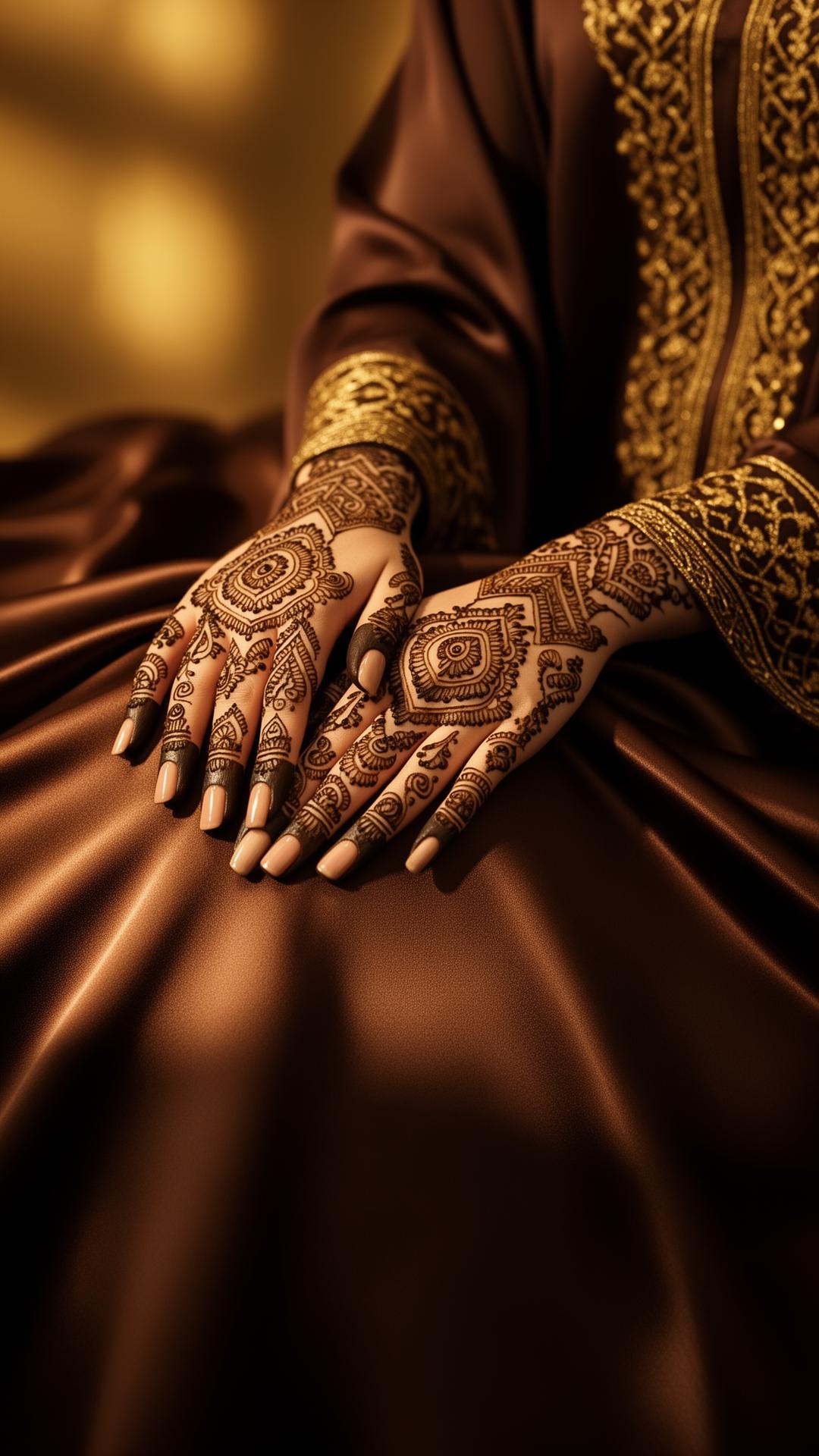 Intricate henna artistry on a Saudi woman's hands